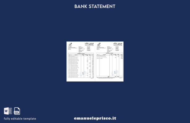 modello di estratto conto bancario Azizi in stile verificato Afghanistan